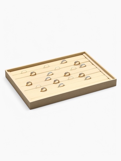 Подставка для колец 7 полос QF, флок, 35×24×3 см, бежевая