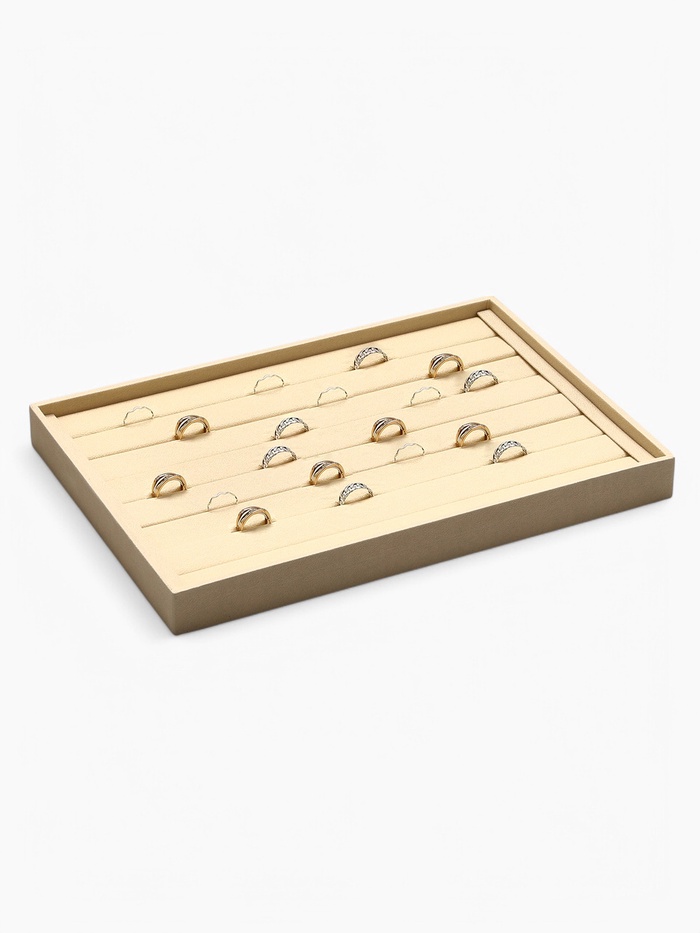 Подставка для колец 7 полос QF, флок, 35×24×3 см, бежевая - Фото 1