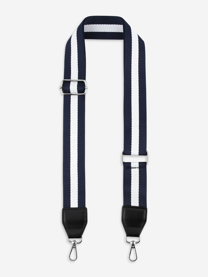 Ручка для сумки, стропа с кожаной вставкой, 139±3×3.8 см, синяя, белая