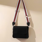 Ручка для сумки, стропа с кожаной вставкой, 140 × 3,8 см, цвет белый/чёрный/красный - Фото 4