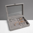 Шкатулка для украшений, 7 полос, 3 ячейки, 20×15×4.5, серая - Фото 6