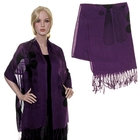 Палантин "Ромашки" сиренево-черный - Фото 1