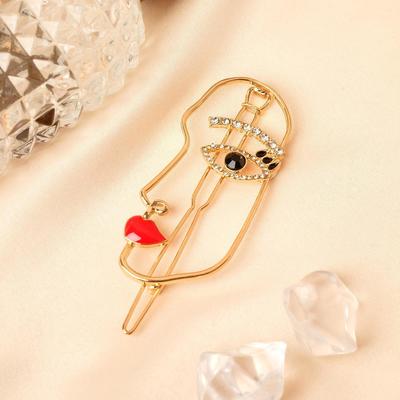 Зажим для волос "Джилли арт" девушка 7 см, золото