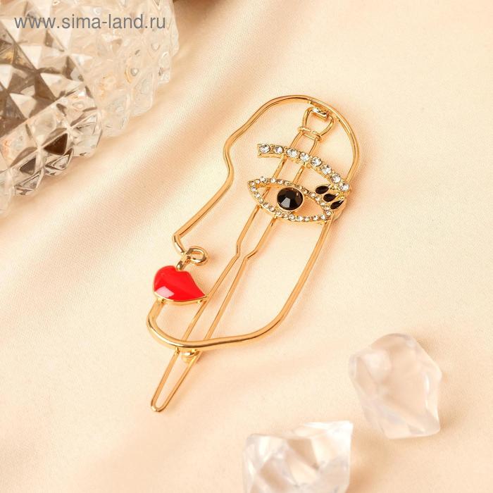 Зажим для волос "Джилли арт" девушка 7 см, золото - Фото 1