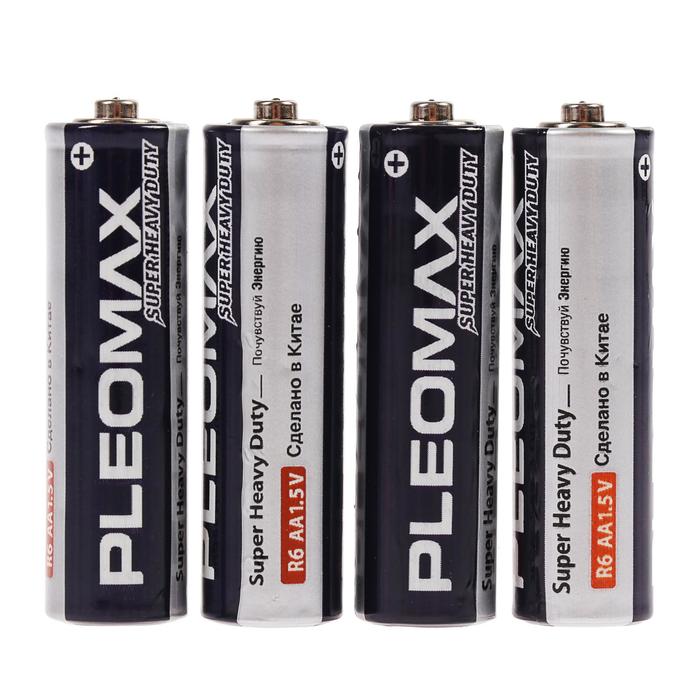 Батарейка солевая Pleomax Super Heavy Duty, AA, R6-4S, 1.5В, спайка, 4 шт. - Фото 1