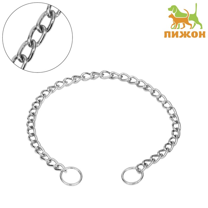 Ошейник - удавка металлический однорядный, 65 см, толщина проволоки 3,5 мм - Фото 1