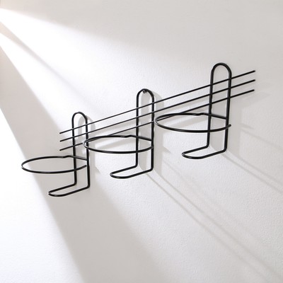 Подвес для кашпо настенный «Косая-3», d=16 см, чёрный