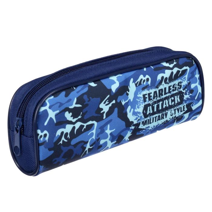 Пенал мягкий, 1 отделение, 80 х 210 х 40 мм, «Оникс», ПМО 21-20, «Милитари синий» - Фото 1