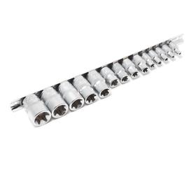 

Набор головок Forsage F-4158, Е-профиль, 15 предметов, 1/4", 3/8", 1/2", на планке
