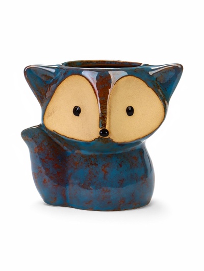 Декоративный горшок для цветов «Лисёнок Фред», керамический, 200 мл, 9×8.5×10 см, голубой