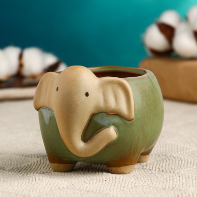 Горшок для цветов «Лаки слоник», 300 мл, 11×9×8 см, керамика