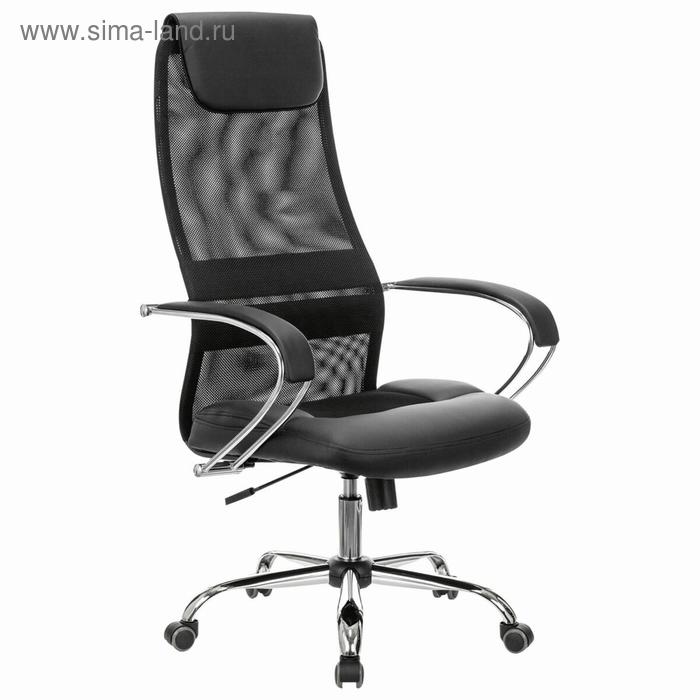 Кресло офисное BRABIX PREMIUM "Stalker EX-608 CH", хром, ткань-сетка/кожзам, черное, 532091   544854 - Фото 1