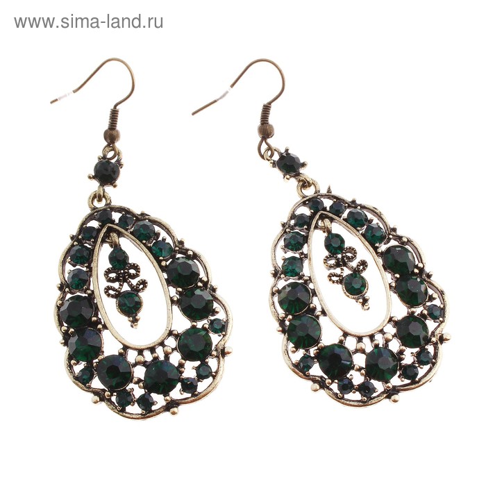 Серьги «Вечерний раут», цвет зеленый - Фото 1