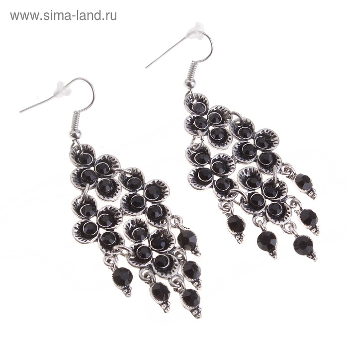 Серьги «Вечерний раут», цвет черный - Фото 1