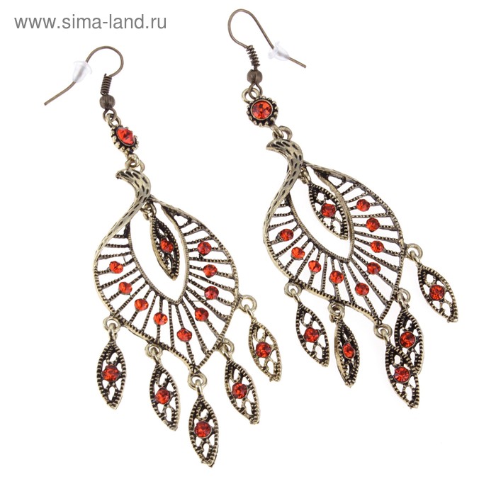 Серьги висячие со стразами «Эдем» цвет чёрный в сером металле, 9 см - Фото 1
