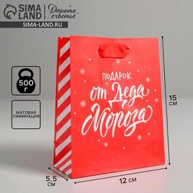 Пакет ламинированный вертикальный «Подарок от Деда Мороза», S 12 × 15 × 5.5 см