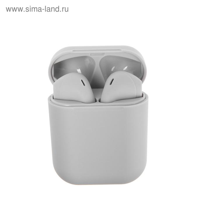 Наушники беспроводные I12, вкладыши, сенсорное управление, Bluetooth 5.0, матовые, серые - Фото 1