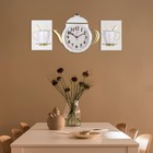 Часы настенные интерьерные, для кухни "Чайник и две чашки", бесшумные, 29 х 34 см, белые - Фото 3