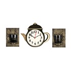 Часы настенные интерьерные для кухни "Чайник и две чашки", бесшумные, 29 х 34 см, чёрные, АА - фото 300755799