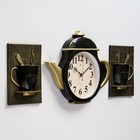 Часы настенные интерьерные для кухни "Чайник и две чашки", бесшумные, 29 х 34 см, чёрные, АА - Фото 2