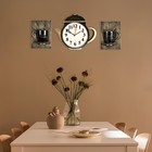 Часы настенные, интерьерные для кухни "Чайник и две чашки", бесшумные, 29 х 34 см, чёрные - Фото 3