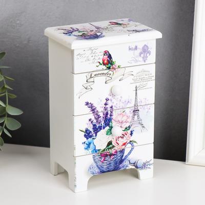 Шкатулка для украшений 3 ящика «Комод. Эйфелева башня», дерево, 18.5×11.5×7.5 см