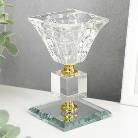 Подсвечник стекло на 1 свечу "Кристалл куб" 11,5х6,5х6,5 см