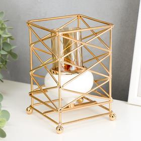 Подсвечник на 1 свечу «Паутина», металл под золото и белый, 16.8×10.5×10.5 см