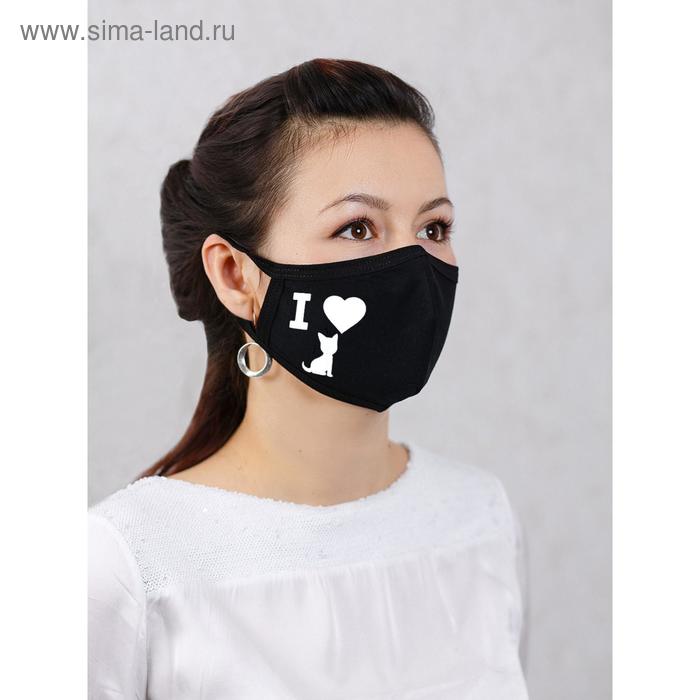 Набор масок для лица многоразовых гигиенических, ММТ5_1, принт МИКС, цвет чёрный, 5 шт. - Фото 1