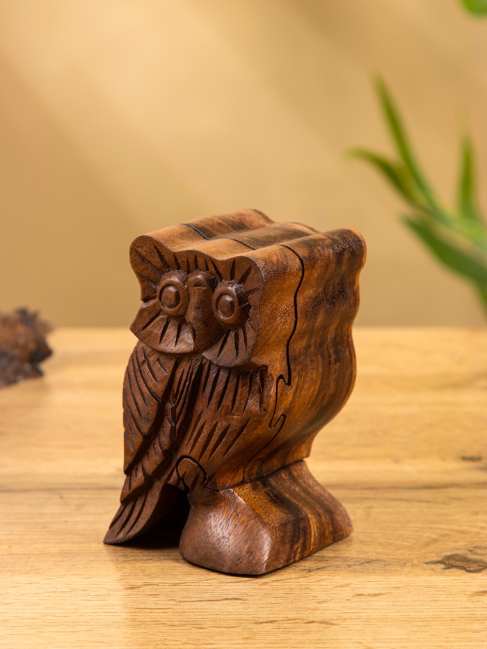 Шкатулка с секретом «Сова», 12×7×6.5 см - Фото 1