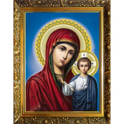 Алмазная мозаика «Казанская икона Божьей Матери», 30 × 40 см, 33 цвета