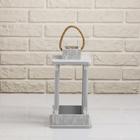 Кашпо деревянное "Фонарь", ручка верёвка, винтаж, 16×16×30 см - фото 23519253