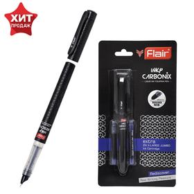 Ручка перьевая Flair CARBONIX INKY, 2 сменных катриджа, чернила синие, блистер Ош
