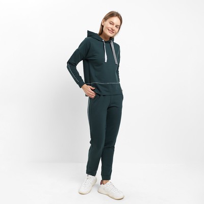 Костюм женский (худи, брюки) цвет зелёный, размер 48