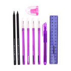 Набор канцелярский 10 предметов (Пенал-тубус 65 х 210 мм, ручки 4 штуки цвет синий , линейка 15 см, точилка, карандаш 2 штуки, текстовыделитель), фиолетовый - Фото 7