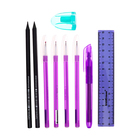 Набор канцелярский 10 предметов (Пенал-тубус 65 х 210 мм, ручки 4 штуки цвет синий , линейка 15 см, точилка, карандаш 2 штуки, текстовыделитель), фиолетовый - Фото 9