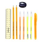 Набор канцелярский 10 предметов (Пенал-тубус 65×210 мм, ручки 4 штуки синий, линейка 15 см, точилка, карандаш 2 штуки, текстовыделитель), перси... - Фото 6