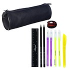 Пенал - тубус с наполнением Calligrata, 65×210 мм, 10 предметов, серый - Фото 1