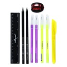 Пенал - тубус с наполнением Calligrata, 65×210 мм, 10 предметов, серый - Фото 6