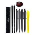 Пенал - тубус с наполнением Calligrata, 65×210 мм, 10 предметов, серый - Фото 7