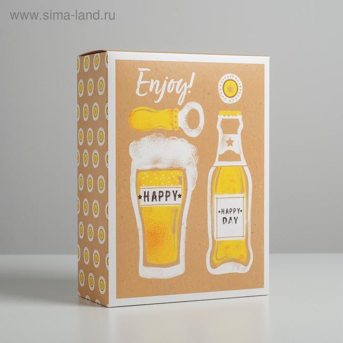 Коробка подарочная складная, упаковка, «Happy», 22 х 30 х 10 см