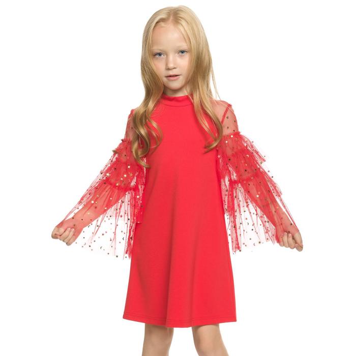 Платье для девочек, рост 98 см, цвет красный