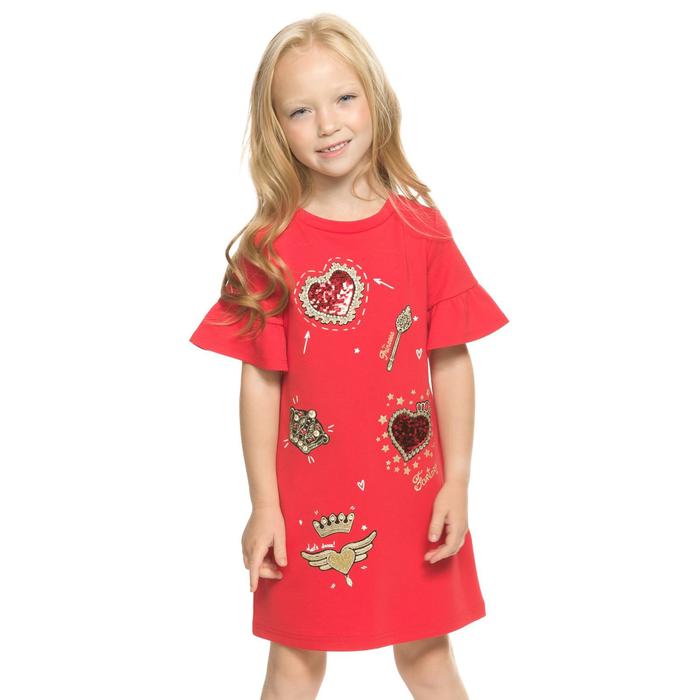 Платье для девочек, рост 110 см, цвет красный