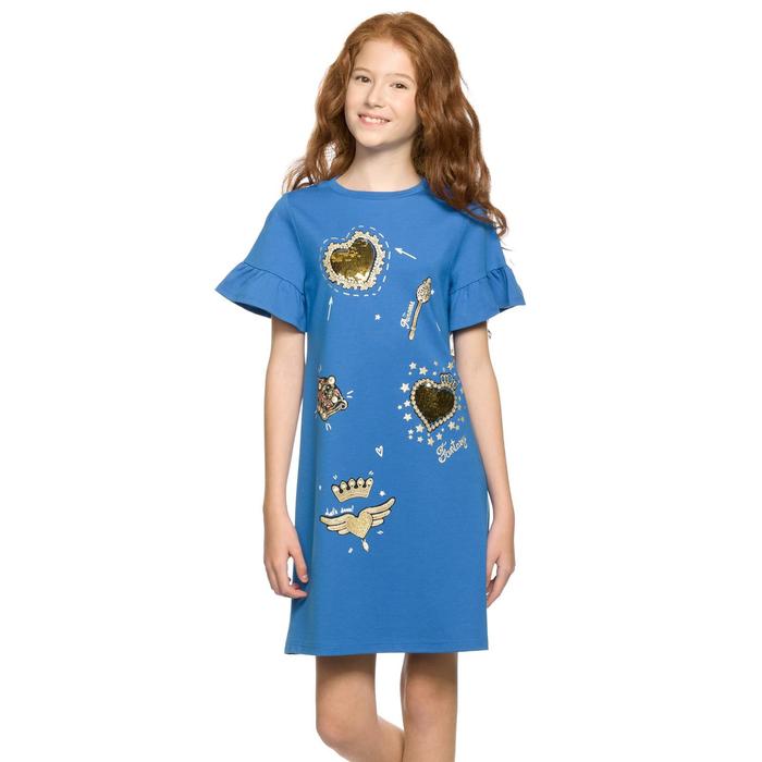 Платье для девочек, рост 134 см, цвет ультрамарин