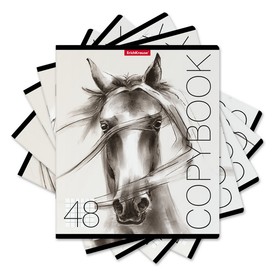 Тетрадь 48 листов в клетку ErichKrause Wild Horse, обложка мелованный картон, блок офсет, МИКС