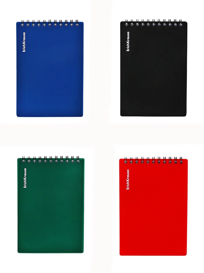 Блокнот на спирали А6, 60 листов в клетку, ErichKrause Classic, пластиковая обложка, фактура «песок», блок офсет 100% белизна, МИКС - Фото 1