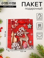 Пакет подарочный ламинированный «Новогодний олень», 11.5×14.5×6 см - Фото 1