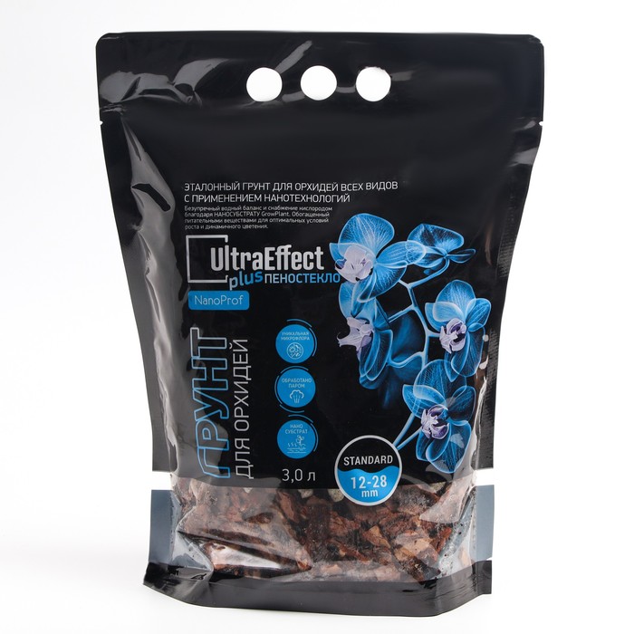 Грунт для орхидей UltraEffect+ Пеностекло NanoProf Standard 12-28mm, 3 л - Фото 1