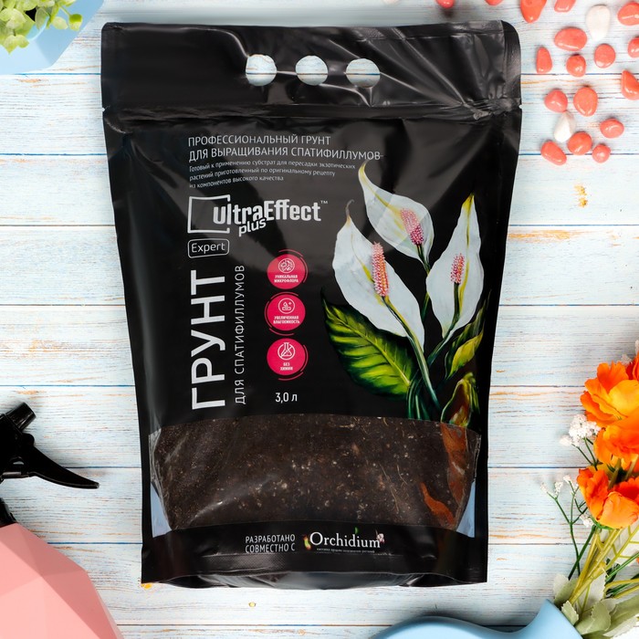 Грунт премиальный для выращивания Спатифиллумов UltraEffect Plus Expert, 3 л - Фото 1