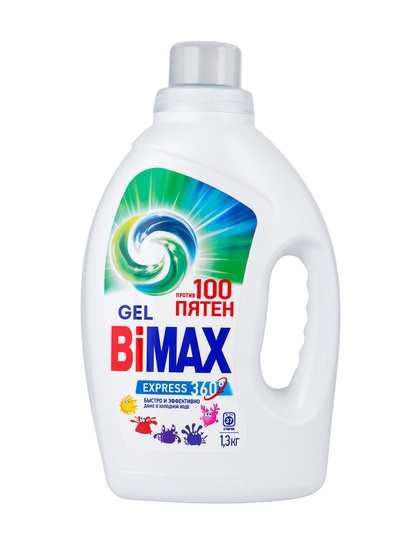Жидкое средство для стирки BiMax «100 пятен», гель, универсальное, 1.3 л